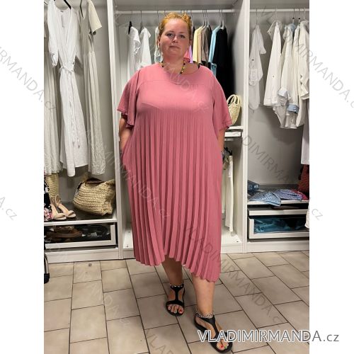 Šaty krátky rukáv dámske nadrozmer  LARISA (52/54/56 ONE SIZE) TALIANSKA MóDA IM426250