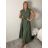 Šaty dlhé elegantné letní šaty dámske (S/M/L ONE SIZE) TALIANSKA MÓDA IMPLU2610446/DUR S/M/L zelená khaki