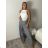Kalhoty dlouhé elegantní dámské JITKA (S/M/L ONE SIZE) ITALSKÁ MÓDA IM426070/DUR světle hnědá S/M/L