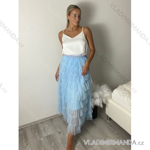 Sukně dlouhá tylová dámská (S/M/L ONE SIZE) ITALSKÁ MÓDA IMHMM26YZ010/DUR S/M/L modrá