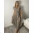 Šaty dlhé košeľové rukávu dámske (S/M/L ONE SIZE) TALIANSKA MÓDA IMM2612357/DUR S/M/L hnedá