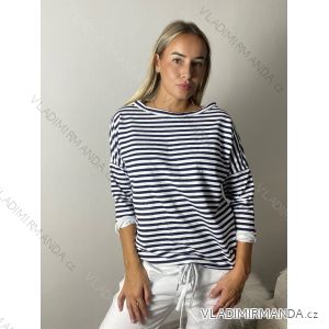 Mikina oversize stahovací tenká jarní dámská proužek (S/M/L ONE SIZE) ITALSKá MóDA IM518226/DUR