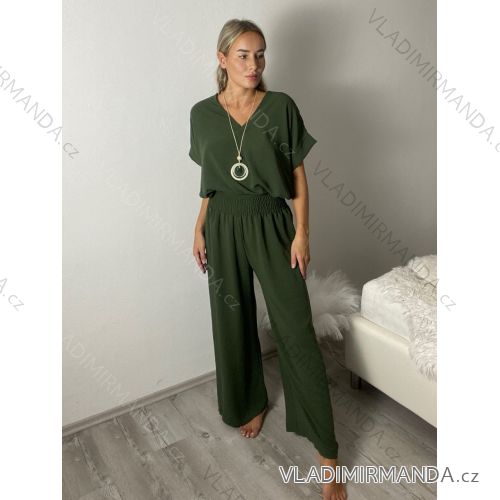 Souprava letní tunika krátký rukáv a kalhoty dámské (M/L/XL ONE SIZE) ITALSKÁ MÓDA IMC26102