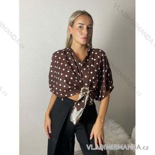 Košeľa puntík krátký rukáv dámska (S/M/L ONE SIZE) TALIANSKA MÓDA IMWK260002