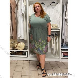 Šaty letní krátký rukáv dámské nadrozměr PAUOLA (48/50/52 ONE SIZE) ITALSKÁ MÓDA IMSM2600014