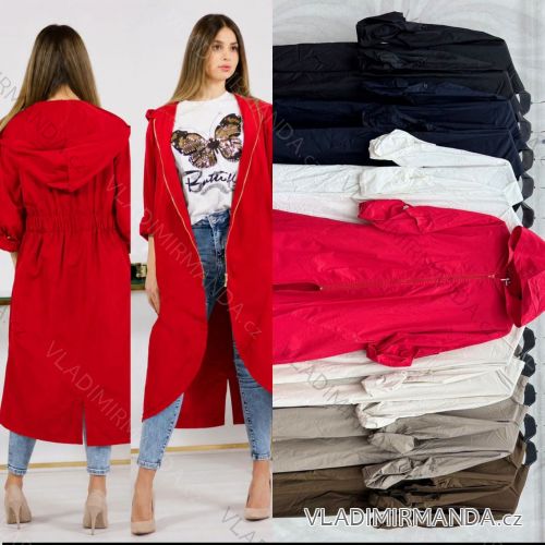 Bunda prodloužená tenká s kapucí 3/4 dlouhý rukáv dámská (S/M/L ONE SIZE) ITALSKÁ MÓDA IMWGG26001