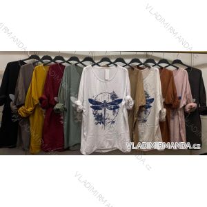 Tričko dlouhý rukáv dámské nadrozměr (L/XL/XXL ONE SIZE) ITALSKÁ MÓDA IMC260241
