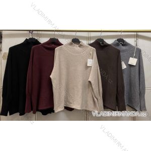Svetr oversize úpletový s rolákem dlouhý rukáv dámský (S/M/L ONE SIZE) ITALSKÁ MÓDA IMC260247