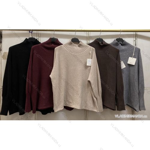 Svetr oversize úpletový s rolákem dlouhý rukáv dámský (S/M/L ONE SIZE) ITALSKÁ MÓDA IMC260247