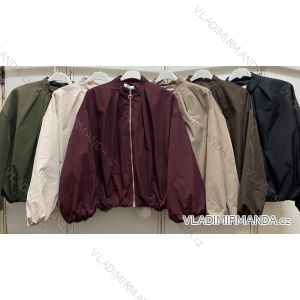 Bunda bomber na zip dlouhý rukáv dámská nadrozměr (42/46/48 ONE SIZE) ITALSKÁ MÓDA IMC260234