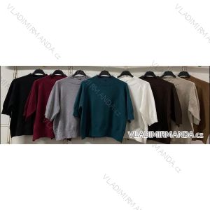 Svetr oversize úpletový se stojáčkem krátký rukáv dámský (S/M/L ONE SIZE) ITALSKÁ MÓDA IMC260236