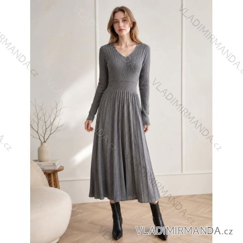 Šaty svetrové dlouhý rukáv dámské oversize (S/M/L ONE SIZE) ITALSKÁ MÓDA IMC260238