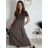 Langes Sommerkleid mit gerippten Kurzarm für Damen (XS/S/M/L EINHEITSGRÖSSE) ITALIAN FASHION IMSM25128