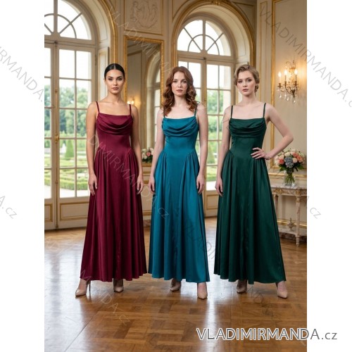 Šaty elegantní na ramínka dámské (XS/S/M) ITALSKÁ MÓDA IM326101 XS/S/M modrá petrolejová