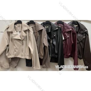 Women's long sleeve zippered leather jacket (40/42/44 ONE SIZE) ITALIAN FASHION IMC260278