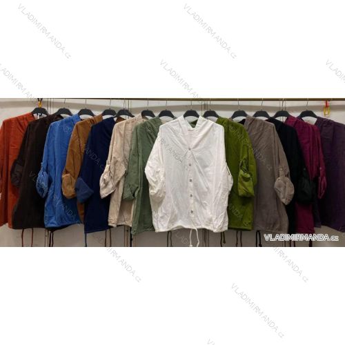 Women's long sleeve cotton sweatshirt, light corduroy, oversized (44/46/48 ONE SIZE) ITALIAN FASHION IMC260258