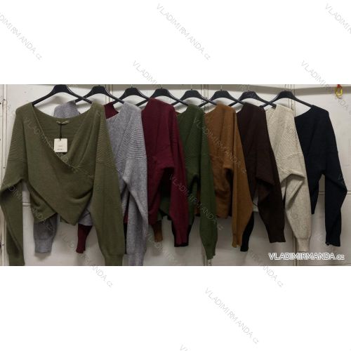 Svetr křížený dlouhý rukáv dámský (L/XL ONE SIZE) ITALSKÁ MÓDA IMC260265