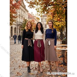 Sukně skládaná dlouhá s páskem dámská nadrozměr (44/46/48 ONE SIZE) ITALSKÁ MÓDA IM4260315