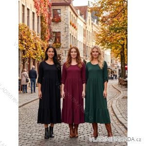 Šaty bavlněné 3/4 rukáv dámská nadrozměr (44/46/48 ONE SIZE) ITALSKÁ MÓDA IM4260301