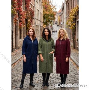 Bunda dlouhá dlouhý rukáv na zip dámská nadrozměr (48/50/52 ONE SIZE) ITALSKÁ MÓDA IM4260302