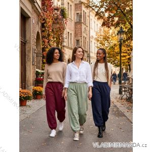 Tepláky máselko dlouhé dámské (44/46/48 ONE SIZE) ITALSKÁ MÓDA IM4260305