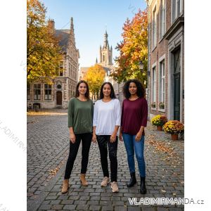 Tričko viskozové dlouhý rukáv dámské nadrozměr (46/48/50 ONE SIZE) ITALSKÁ MÓDA IM426308