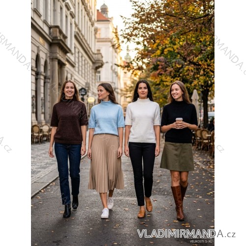 Svetr úpletový krátký rukáv dámský (42/44/46 ONE SIZE) ITALSKÁ MÓDA IMWBC2621888 42/44/46 tmavě hnědá