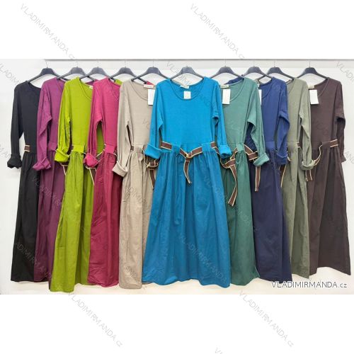 Šaty dlouhé elegantní 3/4 dlouhý rukáv dámské (S/M/L ONE SIZE) ITALSKÁ MÓDA IM426258