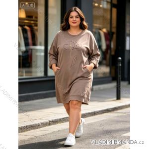 Šaty teplé dlouhý rukáv dámské nadrozměr (50/52/54 ONE SIZE) ITALSKÁ MÓDA IM426262