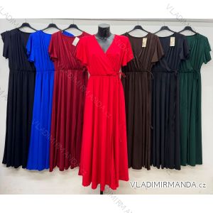 Šaty dlouhé elegantní krátký rukáv dámské nadrozměr (46/48/50 ONE SIZE) ITALSKÁ MÓDA IM426271
