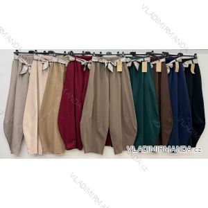 Kalhoty dlouhé letní s páskem dámské nadrozměr (44/46/48 ONE SIZE) ITALSKÁ MÓDA IM426273