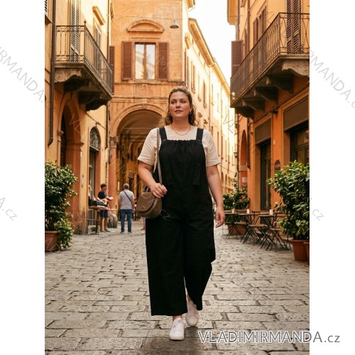 Overal na ramínka dámské nadrozměr (50/52/54 ONE SIZE) ITALSKÁ MÓDA IIMC26000450/DUR 50/52/54 Černá