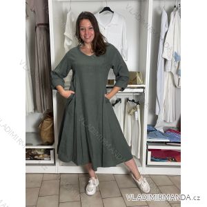 Šaty dlouhý rukáv dámské (S/M/L ONE SIZE) ITALSKÁ MÓDA IMPLO2626A175/DUR