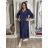 Šaty dlouhý rukáv dámské (S/M/L ONE SIZE) ITALSKÁ MÓDA IMPLO2626A175/DUR S/M/L tmavě modrá