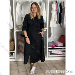Šaty dlouhé košilové dlouhý rukáv dámské EUGENIE (S/M/L ONE SIZE) ITALSKÁ MÓDA IMSM26000034/DUR