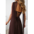 Women's (34-38) POLISH FASHION PMLWD24AMELIA Strapless Sequin Long Party Dress brown Chocolate 42