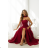 Damen (34-38) POLISH FASHION PMLWD24AMELIA Trägerloses langes Partykleid mit Pailletten vínová bordo 34