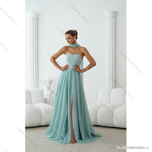 Women's (34-38) POLISH FASHION PMLWD24AMELIA Strapless Sequin Long Party Dress olive green 34