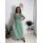 Šaty dlhé letné rebrované krátky rukáv dámske (XS/S/M/L ONE SIZE) TALIANSKA MÓDA IMSM25128 modrá S/M/L