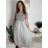 Šaty dlhé letné rebrované krátky rukáv dámske (XS/S/M/L ONE SIZE) TALIANSKA MÓDA IMSM25128 modrá S/M/L