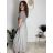 Šaty dlhé letné rebrované krátky rukáv dámske (XS/S/M/L ONE SIZE) TALIANSKA MÓDA IMSM25128 modrá S/M/L
