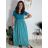 Šaty dlhé letné rebrované krátky rukáv dámske (XS/S/M/L ONE SIZE) TALIANSKA MÓDA IMSM25128 modrá S/M/L