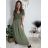 Šaty dlhé letné rebrované krátky rukáv dámske (XS/S/M/L ONE SIZE) TALIANSKA MÓDA IMSM25128 modrá S/M/L