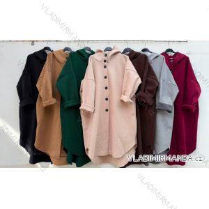 Kabát teplý s kapucí dlouhý rukáv dámský (S/M/L ONE SIZE) ITALSKÁ MÓDA IMD26114