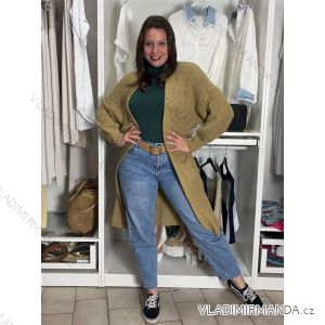 Cardigan dlouhý pletený dlouhý rukáv dámský (M/L/XL ONE SIZE) ITALSKÁ MÓDA IMD24468/DR