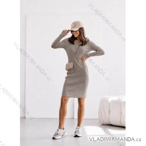 Šaty úpletové dlouhý rukáv dámské (S/M/L ONE SIZE) ITALSKÁ MÓDA IMD26138