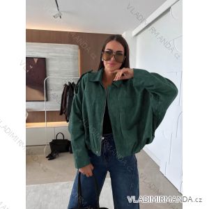 Bunda koženková dlouhý rukáv dámská nadrozměr (46/48/50 ONE SIZE) ITALSKÁ MÓDA IMD26144