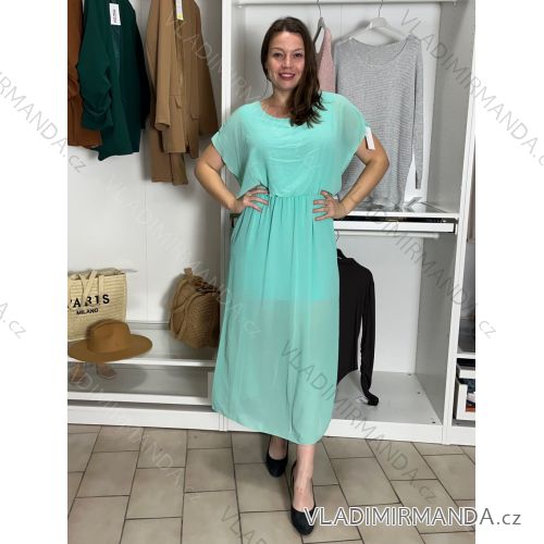 Langes lässiges Kurzarm-Damenkleid, übergroß (42/44/46 Einheitsgröße) ITALIENISCHE MODE IMD2525370