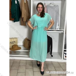 Šaty dlouhé šifonové společenské elegantní krátký rukáv dámské (S/M/L ONE SIZE) ITALSKÁ MÓDA IMD25145/DUR