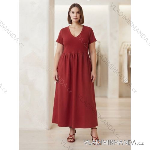Šaty volnočasové krátký rukáv dámské nadrozměr (44/46/48 ONE SIZE) ITALSKÁ MÓDA IM4263562
